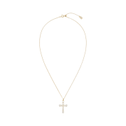 Numbering Round Brilliant Gradient Cross Necklace Gold