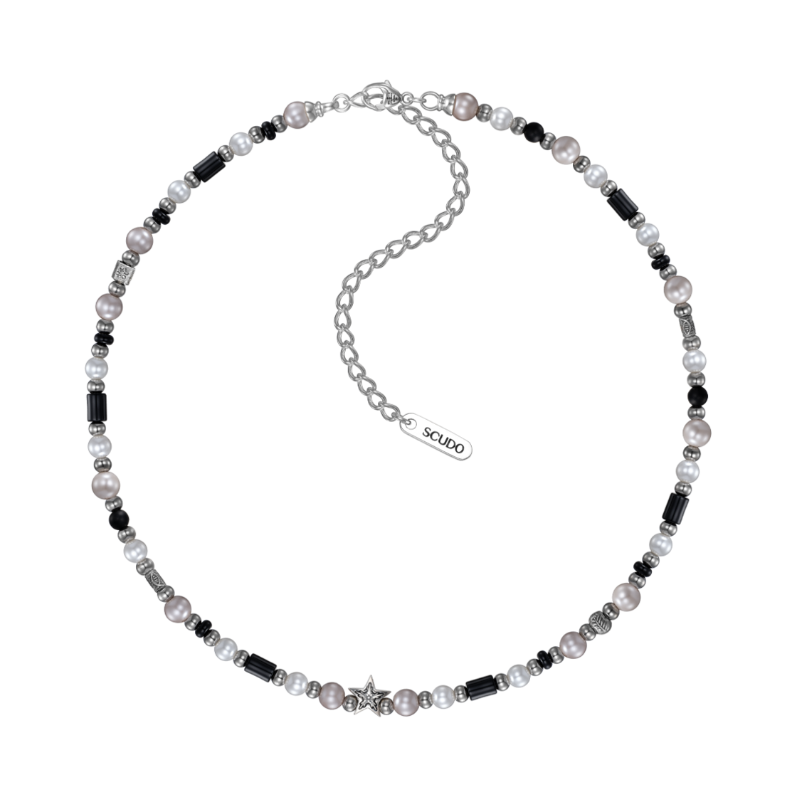 스쿠도 블랙 애쉬 핑크 씨스타 넥크리스(Scudo Black Ashy Pink Sea Star Necklace)