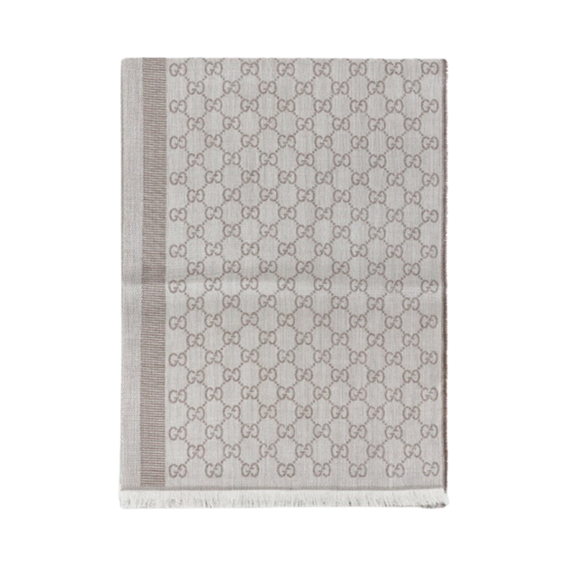 282390-3G704-1578 Gucci GG Wool Silk Scarf Graphite Beige