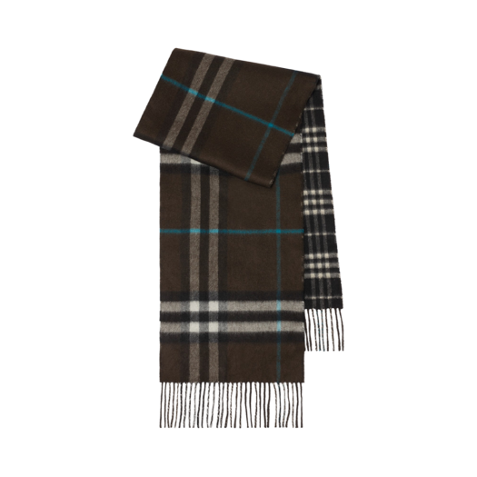 Burberry Reversible Contrast Check Cashmere Scarf Snug Black