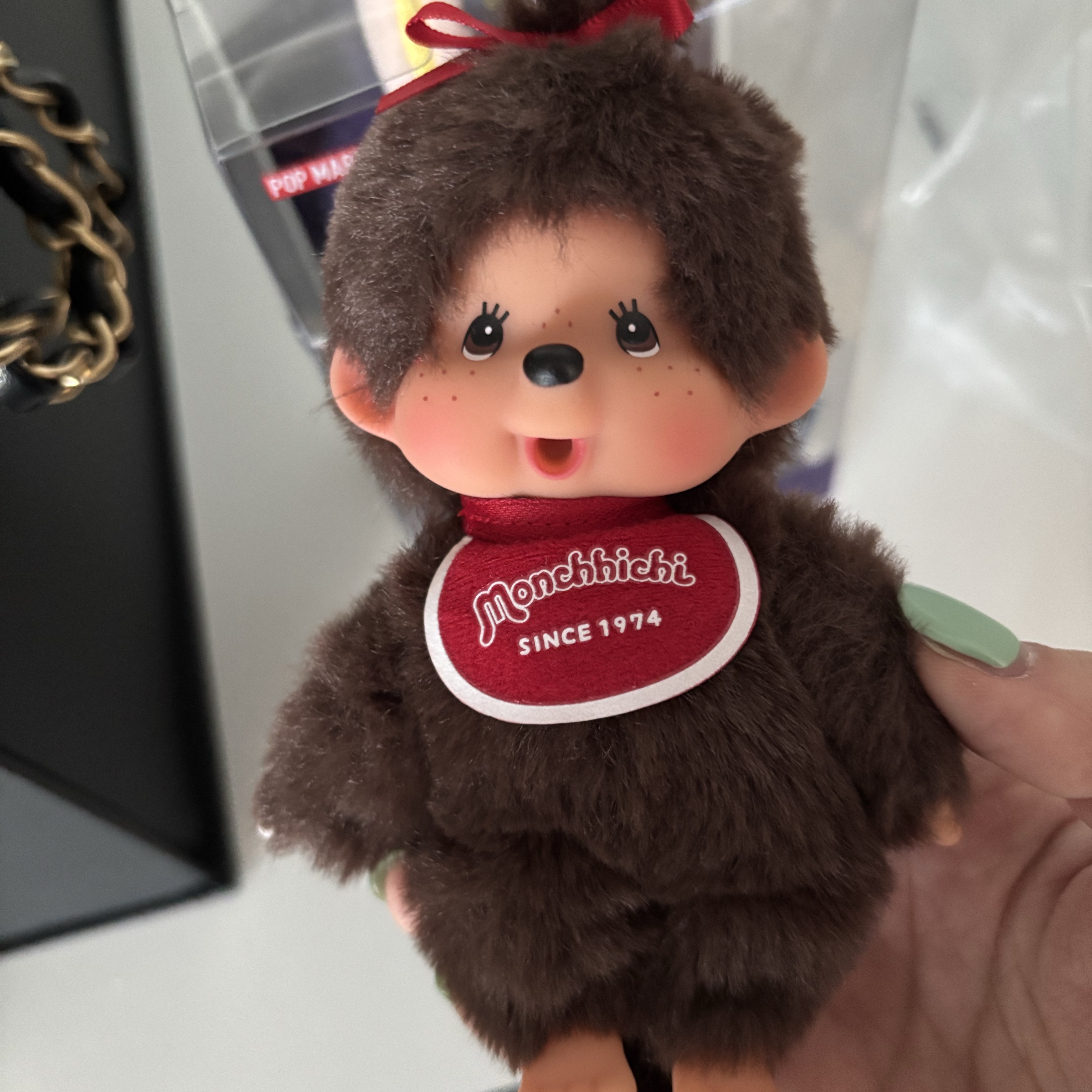 Monchhichi SS Girl Key Chain Brown 착용 스타일