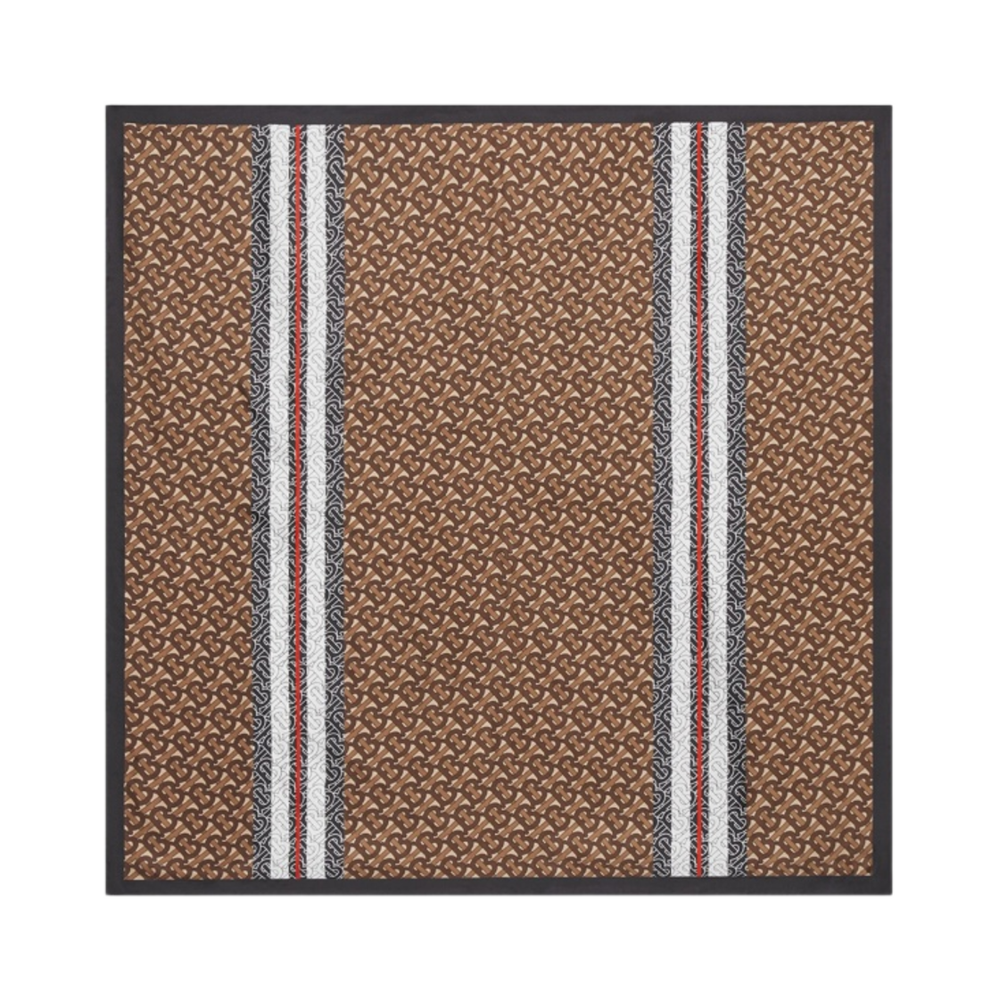 (W) 버버리 모노그램 스트라이프 스퀘어 스카프 브라이들 브라운((W) Burberry Monogram Striped Square Scarf Bridle Brown) - 1