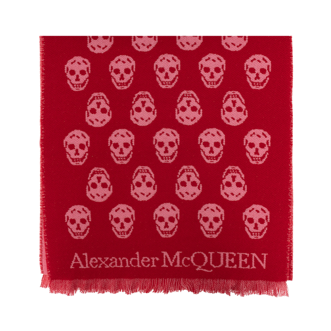 (W) 알렉산더 맥퀸 로고 울 스카프 레드((W) Alexander McQueen Wool Scarf with Logo Red)