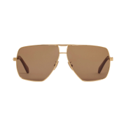 Celine Metal Frame 25 Sunglasses in Metal with Leather Gold Nicotine
