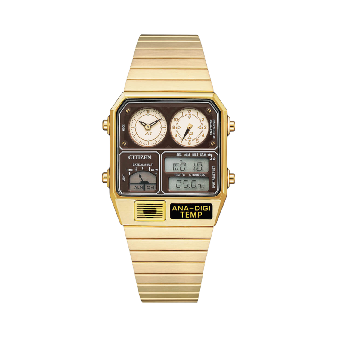 시티즌 아나디지 템포 스테인리스 스틸 브라운 골드(Citizen Ana-Digi Temp Stainless Steel Brown Gold)