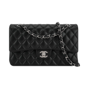 Chanel Medium Classic Handbag Lambskin & Silver Black