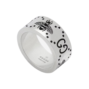 Gucci GG Bee Engraved Wide Ring Silver