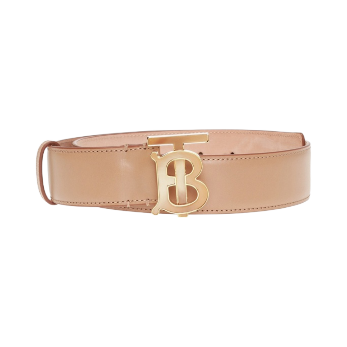 (W) 버버리 모노그램 모티프 레더 TB 벨트 라이트 카멜((W) Burberry Monogram Motif Leather TB Belt Light Camel) - 1