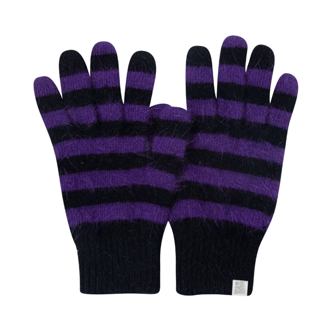 VH2DFUAB80APP Thevinylhouse Mohair Striped Gloves Purple