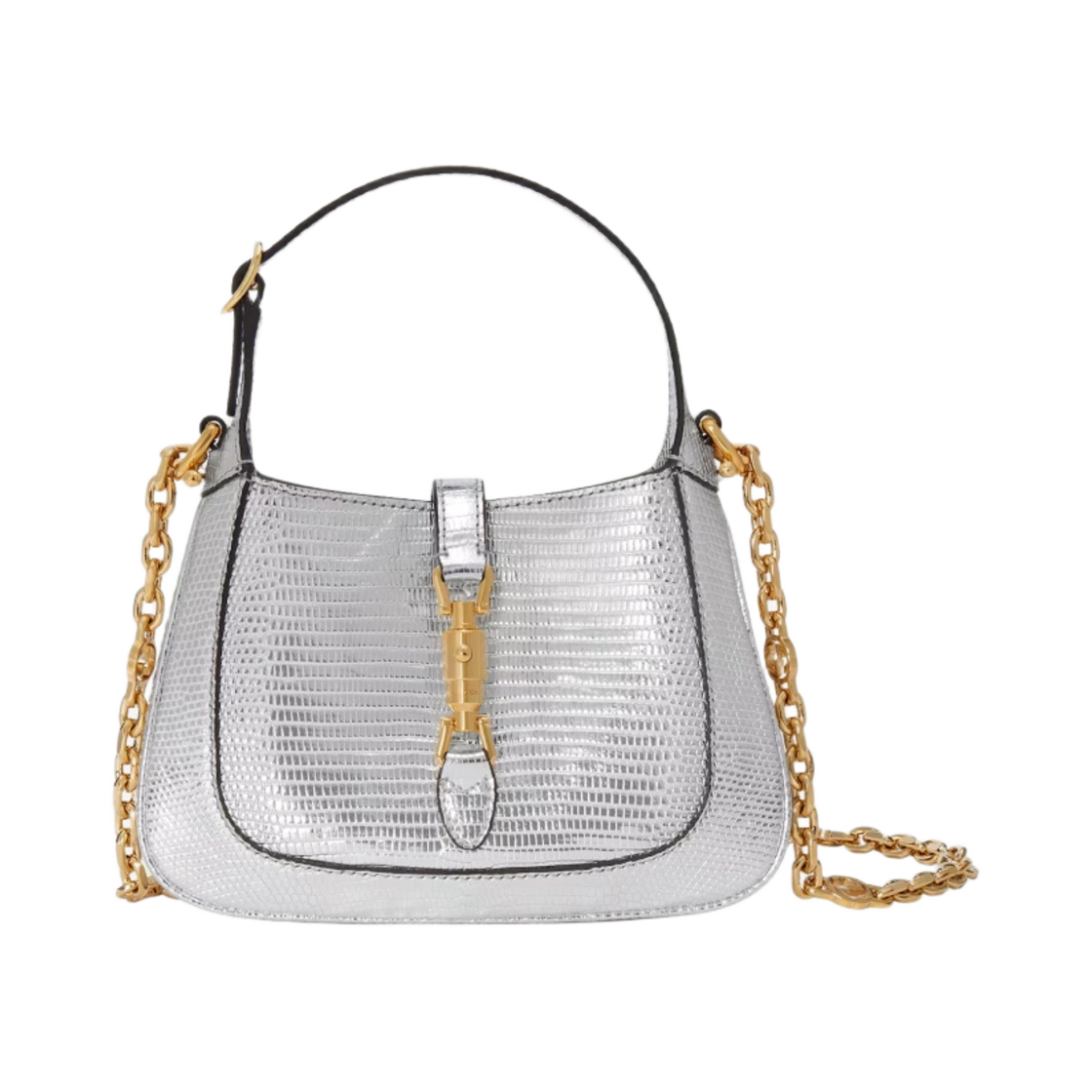 구찌 재키 1961 리자드 미니백 실버(Gucci Jackie 1961 Lizard Mini Bag Silver) - 1