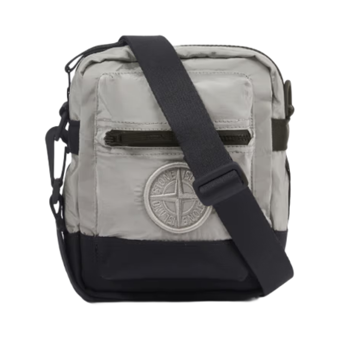 스톤 아일랜드 9200908 나일론 메탈 인 에코닐 파우치 백 포켓 앤 집 펄 그레이 - 25SS(Stone Island 9200908 Nylon Metal in Econyl Pouch Bag with Pockets and Zip Pearl Grey - 25SS)