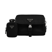 Prada Re-Nylon and Saffiano Leather Shoulder Bag Black