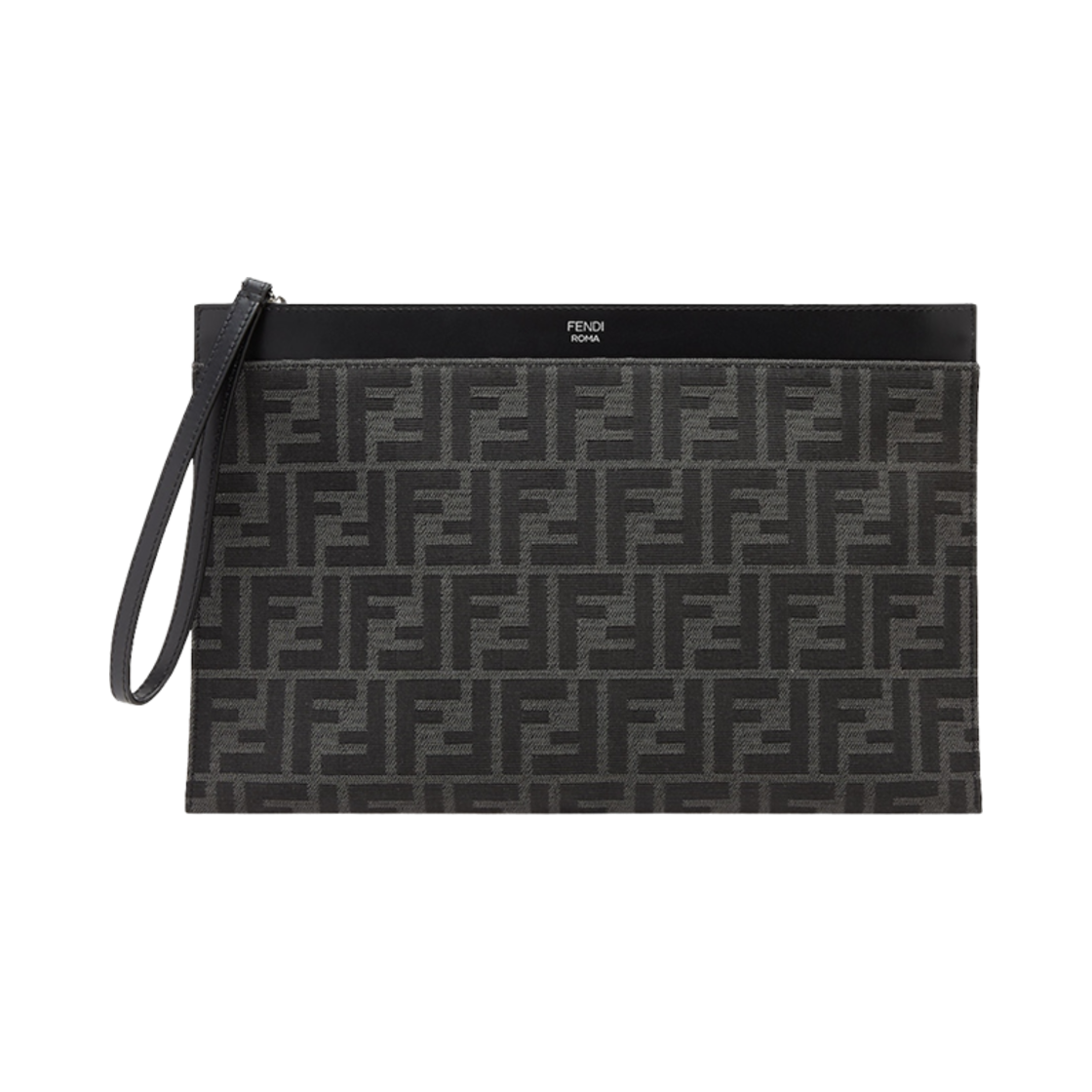 펜디 FF 자카드 플랫 파우치 미디움 블랙(Fendi FF Jacquard Flat Pouch Medium Black)