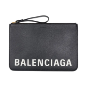 Balenciaga Grained Calfskin Cash Pouch Black White