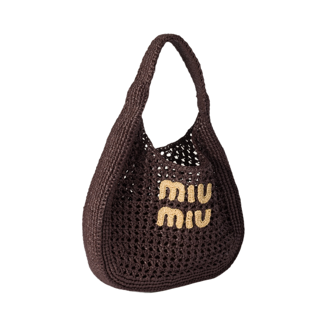 미우 미우 라피아 이펙트 우븐 호보백 코코아 브라운 내츄럴(Miu Miu Raffia Effect Woven Hobo Bag Cocoa Brown Natural) - 3