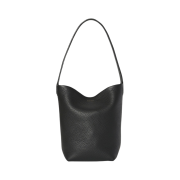 The Row Small N/S Park Tote in Grained Calfskin Leather Black