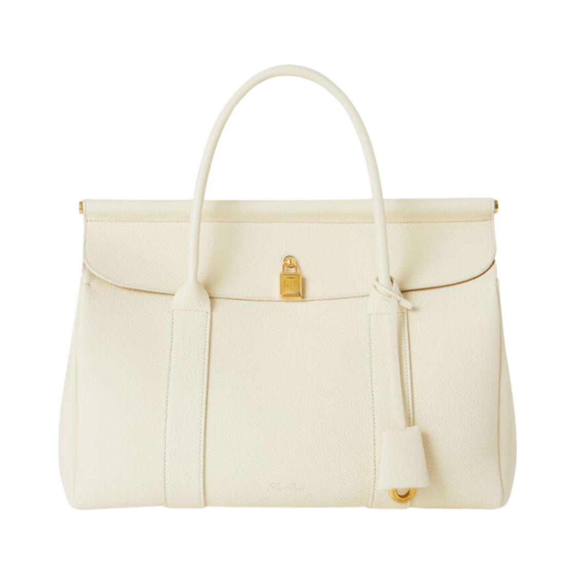 FAN9610-1615 Loro Piana Loom bag L32 in Grained Calfskin Whisper White