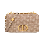 Dior Medium Caro Bag Macrocannage Tweed Embroidery Brown