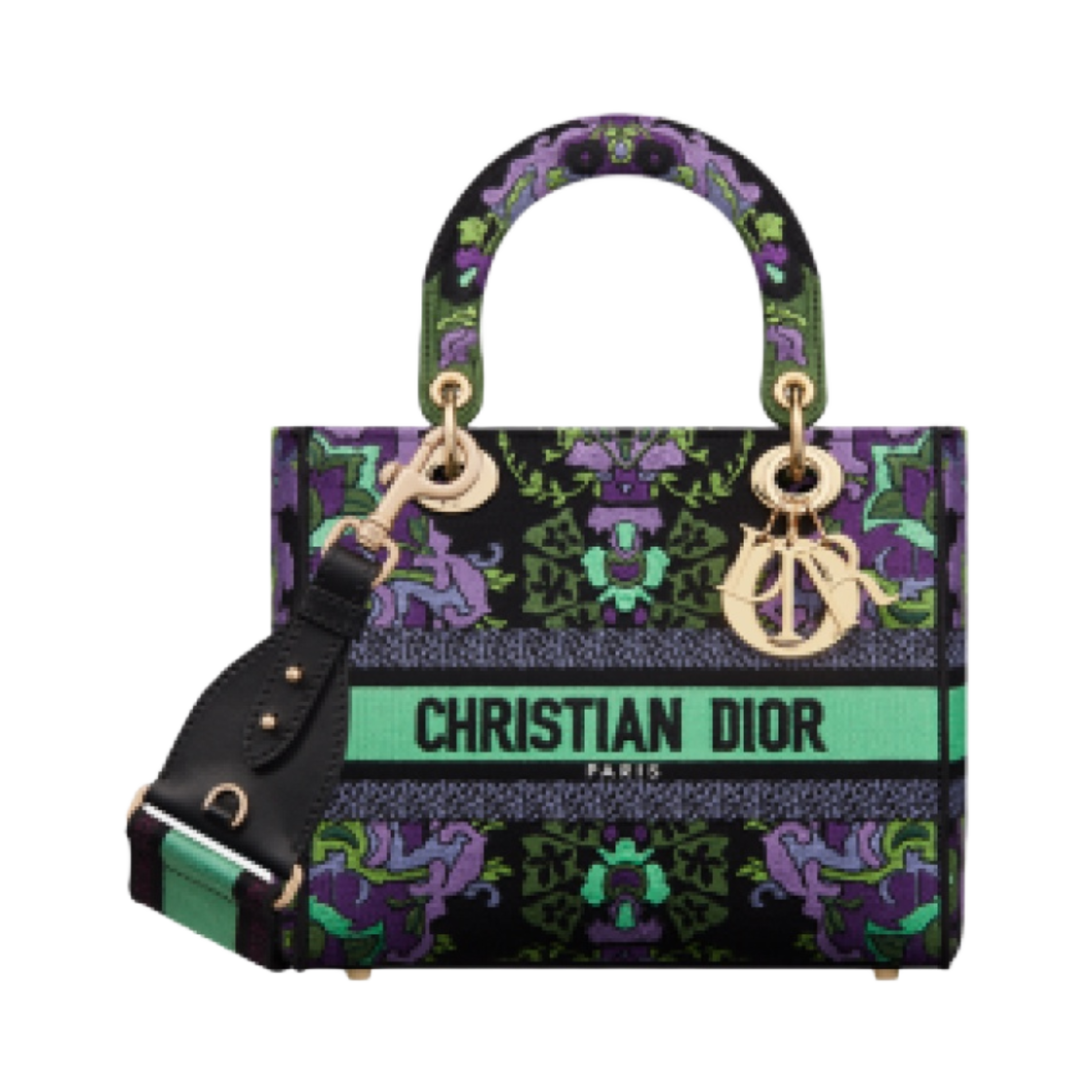 디올 미디움 레이디 D 라이트 백 인디언 퍼플 자수 멀티컬러(Dior Medium Lady D Lite Bag Indian Purple Embroidery Multicolor) - 1