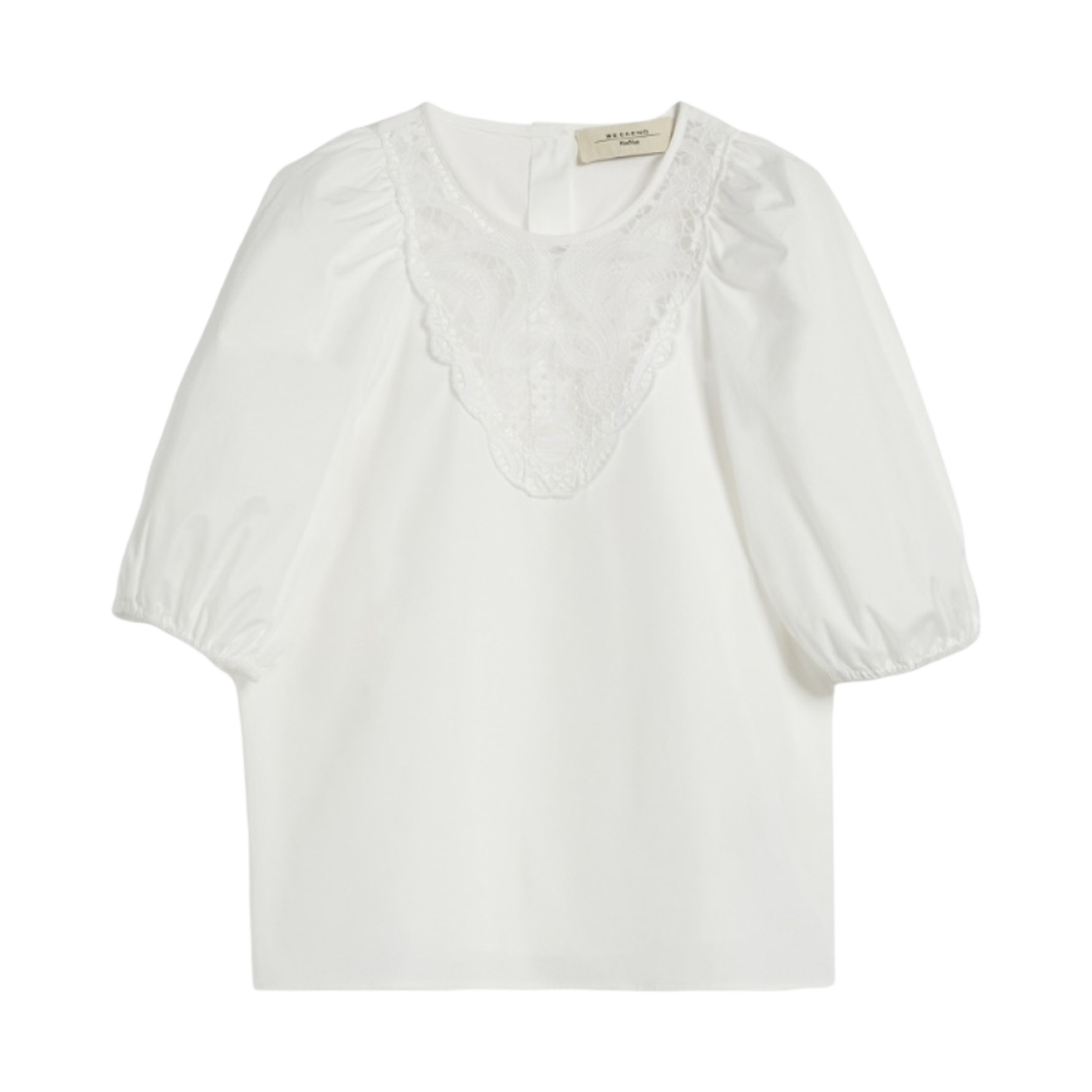 MANICO-001 (W) Weekend Max Mara Manico Poplin Blouse with Embroidery Optical White