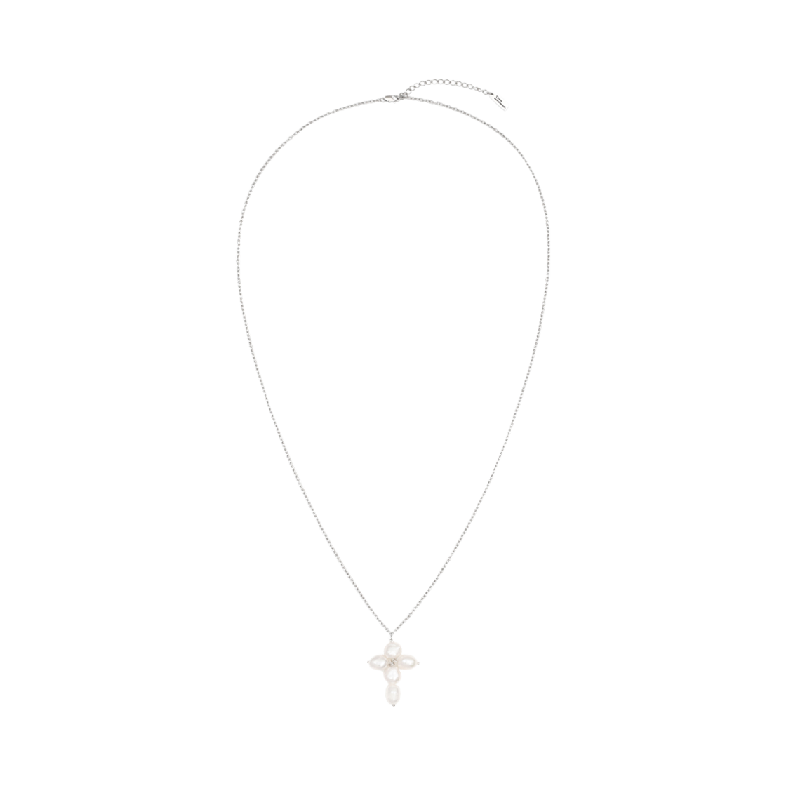 써드무브먼트 크로스 펄 네크리스 실버(Third movement Cross Pearl Necklace Silver)