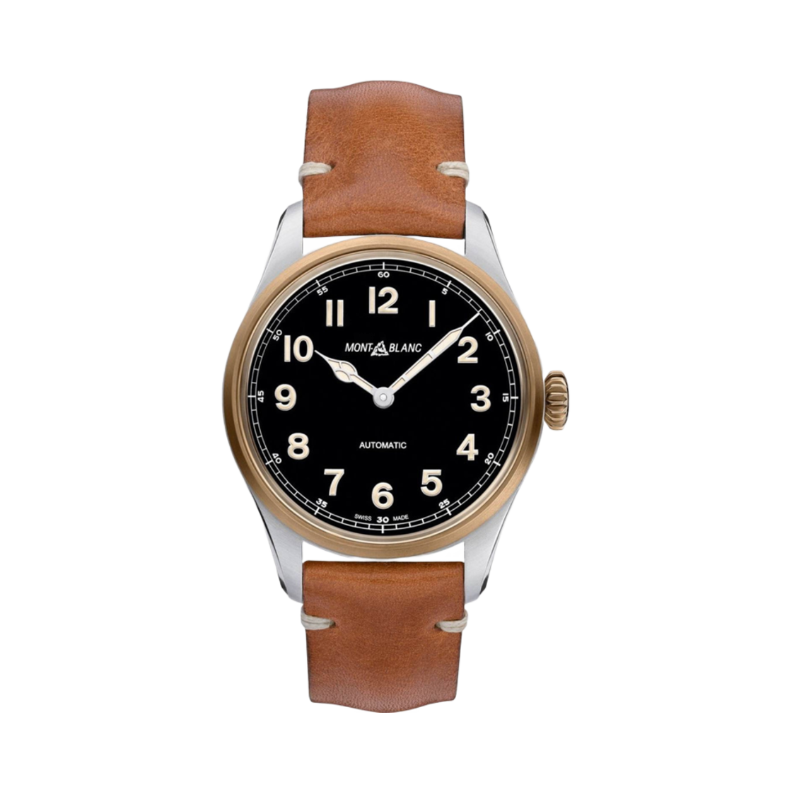 몽블랑 1858 오토매틱 40mm 브론즈 레더 블랙 베이지(Montblanc 1858 Automatic 40mm Bronze Leather Black Beige)