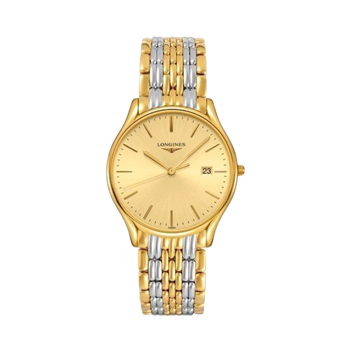 론진 그랑드 클래식 쿼츠 38.5mm 스테인리스 스틸 옐로우 골드 화이트(Longines Grande Classique Quartz 38.5mm Stainless Steel Yellow Gold White)