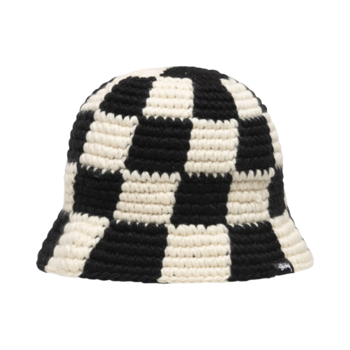 1321172 Stussy Checker Knit Bucket Hat Black - 대표 이미지 #1