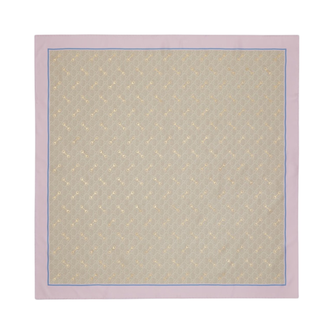 (W) 구찌 GG 프린트 홀스빗 실크 까레 베이지 에보니((W) Gucci GG Print with Horsebit Silk Carre Beige Ebony) - 1