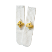 Kapital 56 Pieces 3×1 Rib Rainbowy Happy Heel Socks White