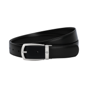 Montblanc Horseshoe Oblong Buckle 30mm Reversible Leather Belt Black Brown