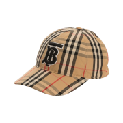 Burberry Monogram Motif Vintage Check Cotton Baseball Cap Archive Beige
