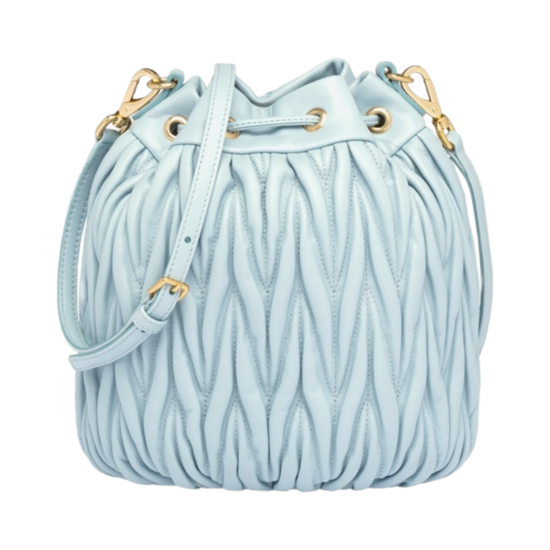 미우 미우 마테라쎄 가죽 버킷백 스카이 블루(Miu Miu Matelasse Nappa Leather Bucket Bag Sky Blue) - 3