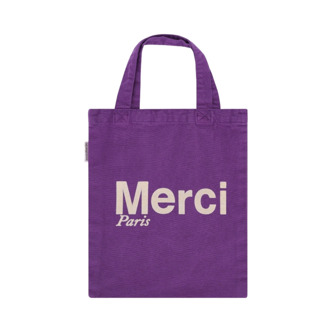 - Merci Cotton Tote Bag Mini Purple Ecru