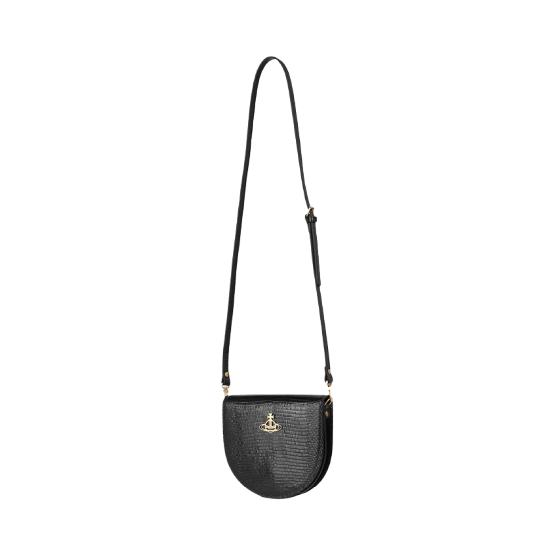 43030097U-L004F-N401 Vivienne Westwood Lizard Saddlde Crossbody Bag Black
