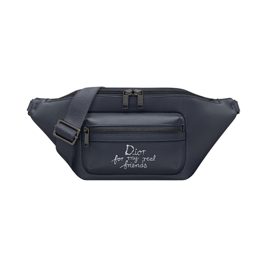 1ESBO077FRY-H56E Dior x Hylton Nel Rider 2.0 Belt Bag Grained Calfskin with Print Navy Blue White