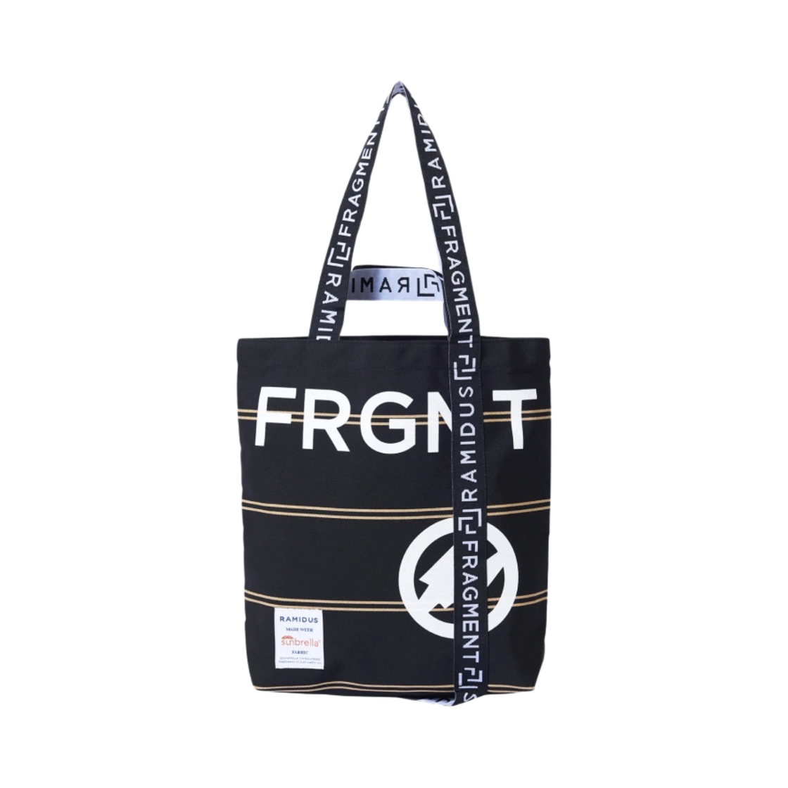 라미더스 x 프라그먼트 디자인 토트백 M 블랙 옐로우(Ramidus x Fragment Design Tote Bag M Black Yellow)