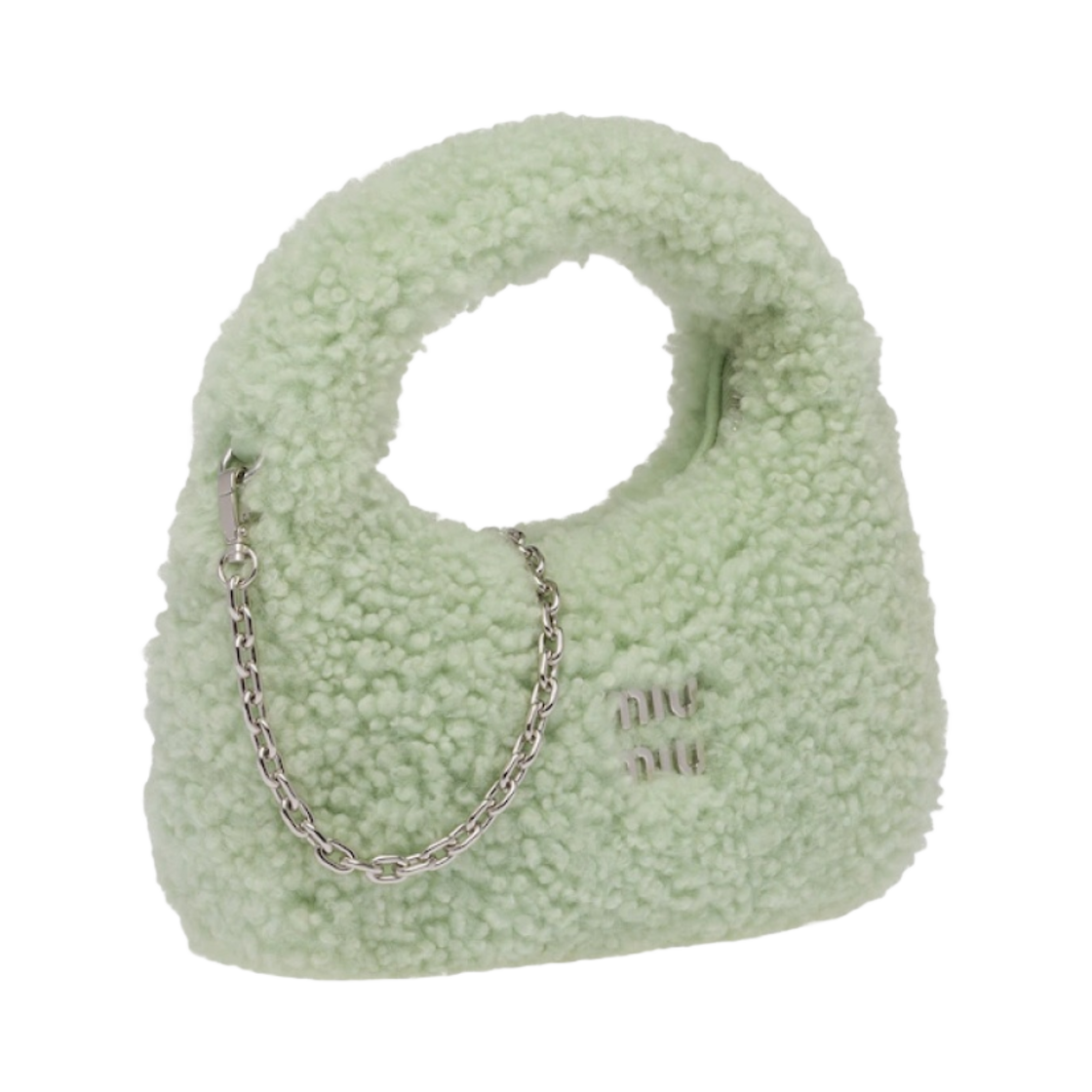 미우 미우 완더 셔링 미니 호보백 아쿠아(Miu Miu Wander Shearling Mini Hobo Bag Aqua) - 2