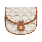 Celine Mini Besace in Triomphe Canvas and Calfskin White