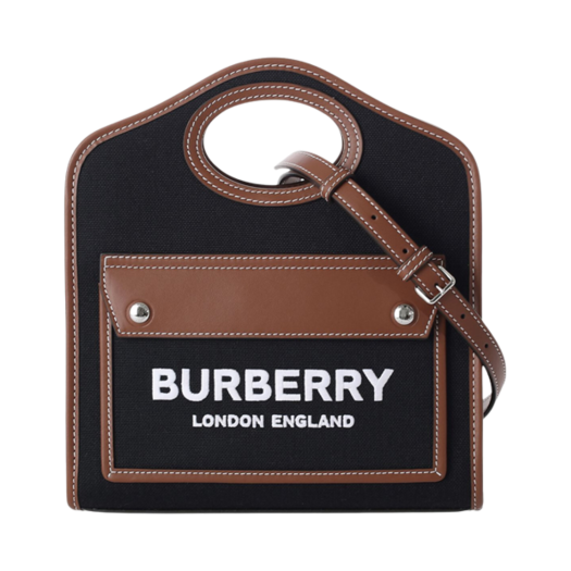 Burberry Mini Pocket Tote Bag Black Tan
