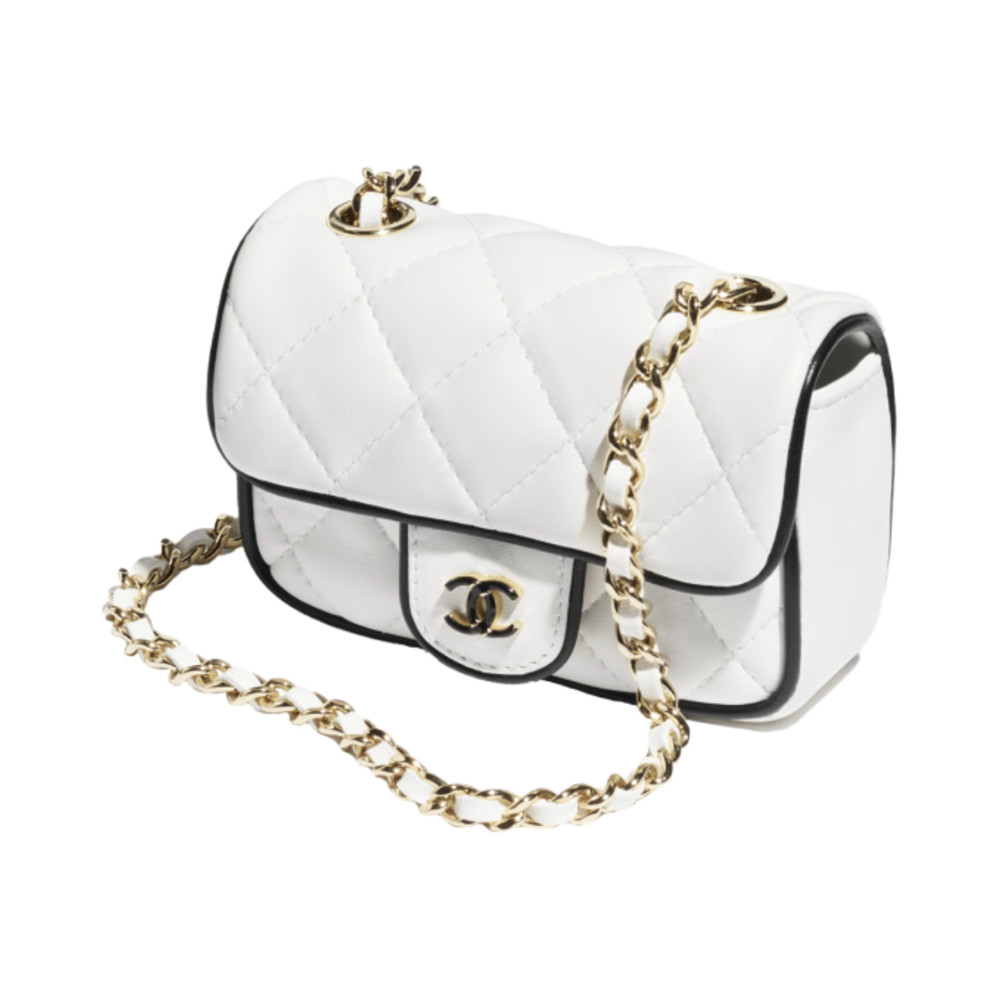샤넬 체인 달린 미니백 램스킨 & 골드 메탈 화이트 블랙(Chanel Clutch with Chain Lambskin & Gold White Black) - 2