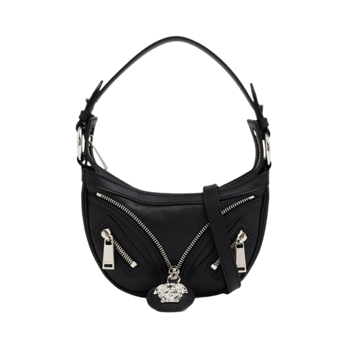 1009819-1A05878-1B00P Versace Repeat Mini Hobo Bag Black Silver