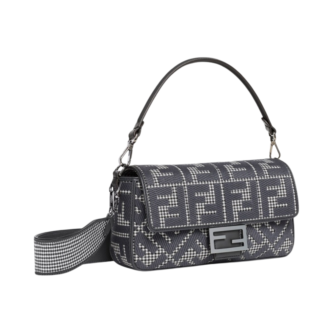 펜디 FF 자수 미디움 바게트백 그레이(Fendi FF Embroidery Medium Baguette Bag Grey) - 2