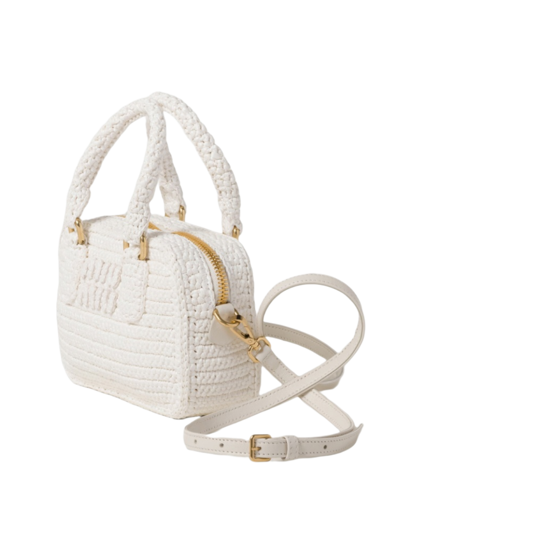 미우 미우 크로셰 탑 핸들백 화이트(Miu Miu Crochet Top Handle Bag White) - 2