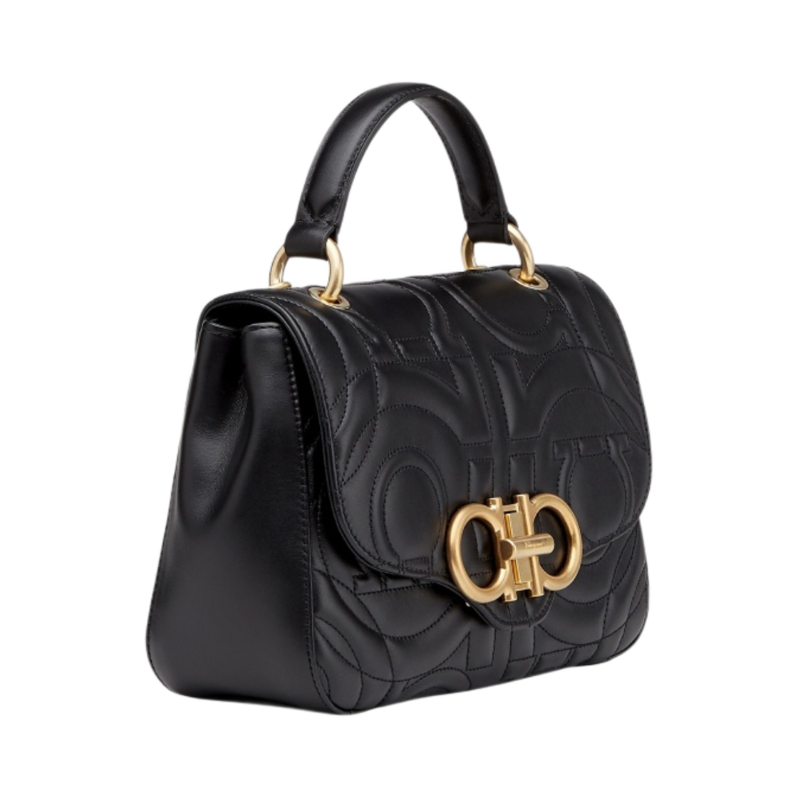 페라가모 스몰 퀼티드 간치니 핸드백 블랙(Ferragamo Small Quilted Gancini Handbag Black) - 2