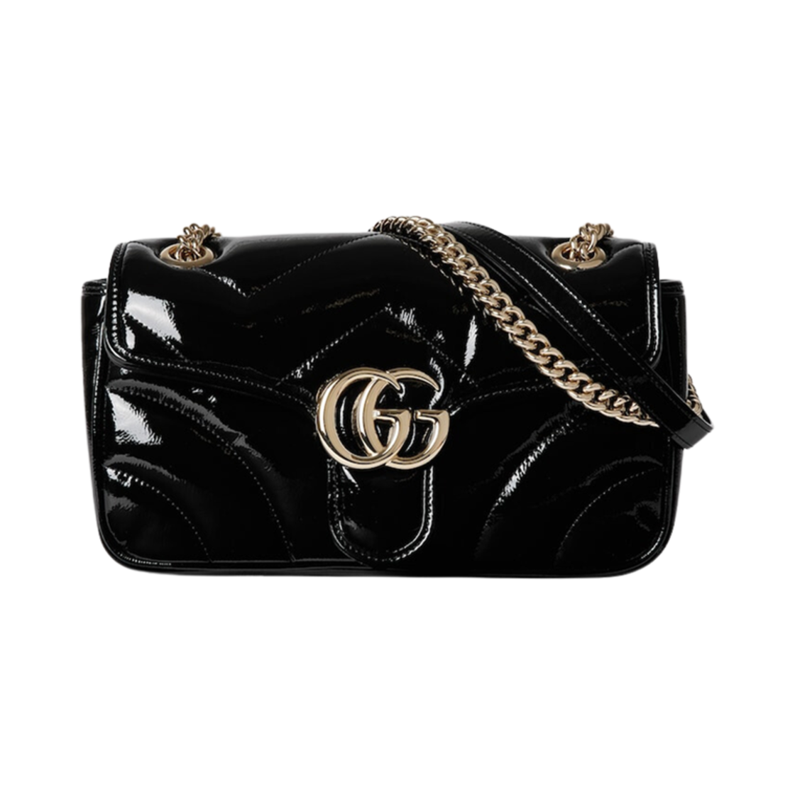 구찌 GG 마몽 스몰 숄더백 페이턴트 레더 블랙(Gucci GG Marmont Small Shoulder Bag Patent Leather Black) - 1