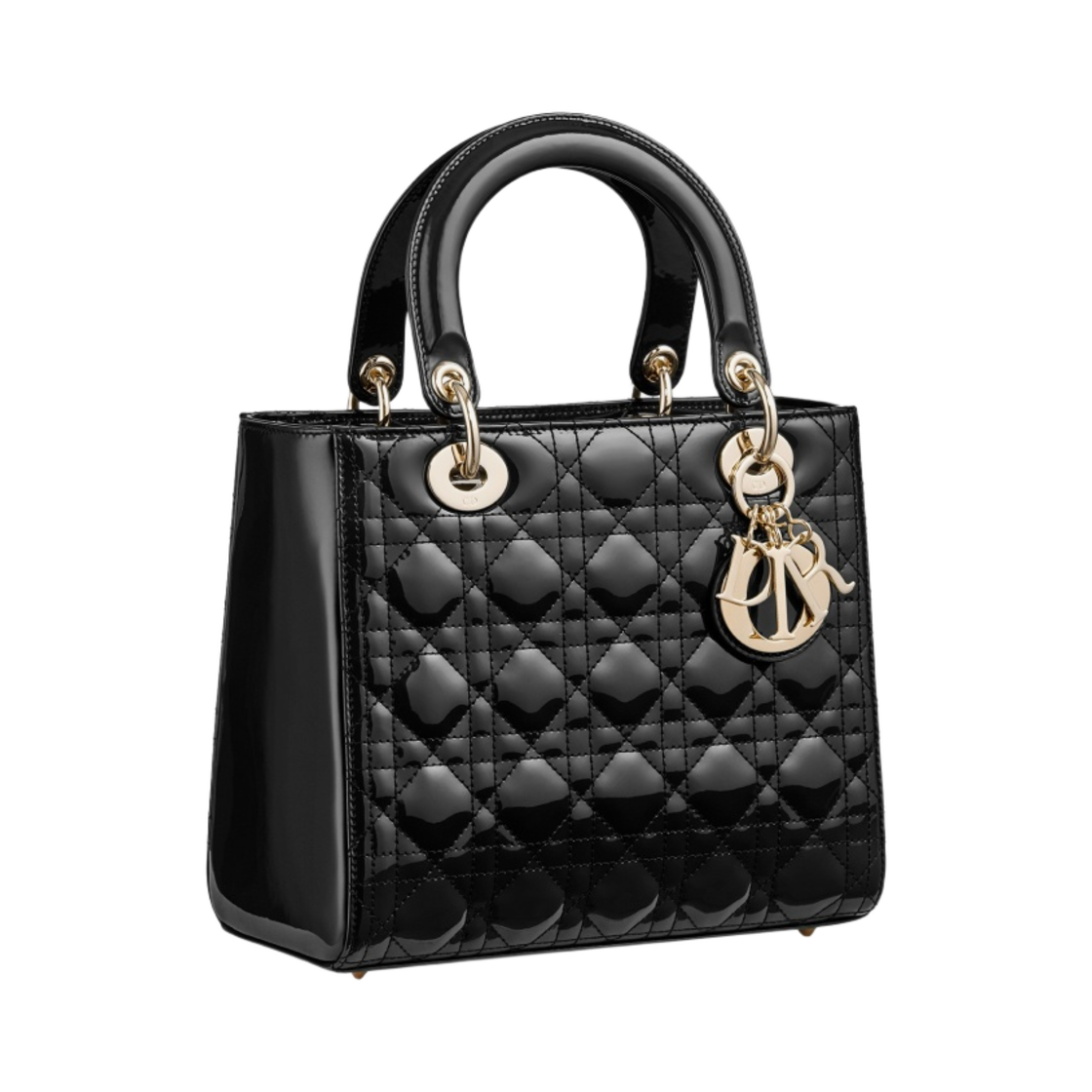 디올 미디움 레이디백 페이턴트 까나쥬 카프스킨 블랙 페일 골드(Dior Medium Lady Bag Patent Cannage Calfskin Black Pale Gold) - 2