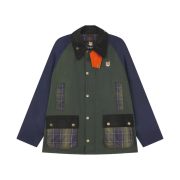 Barbour x Maison Kitsune Beaufort Patchwork Waxed Jacket Irish Green