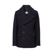 Burberry Wool Blend Pea Coat Navy