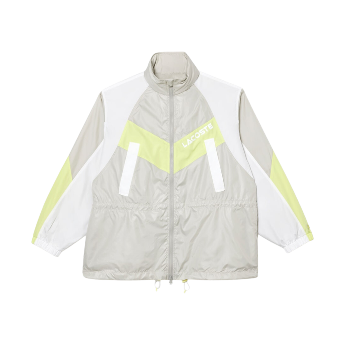 (W) 라코스테 컬러 블록 롱 트랙 자켓 그레이 화이트 플래쉬 옐로우((W) Lacoste Color Block Long Track Jacket Grey White Flashy Yellow) - 1